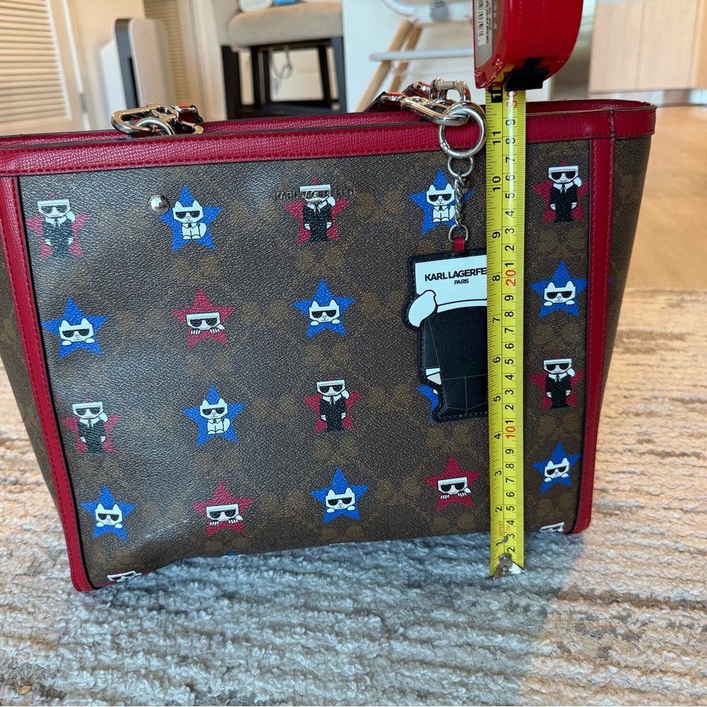 Karl Lagerfeld Brown and Red Shoulder Bag - Picture 9 of 10